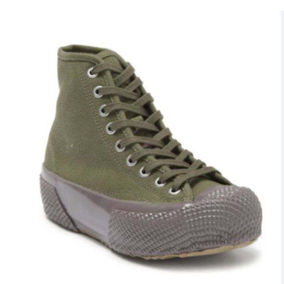 Superga Shoes - Superga Canvas High Top Sneaker in Green/Grey (Women) NWT